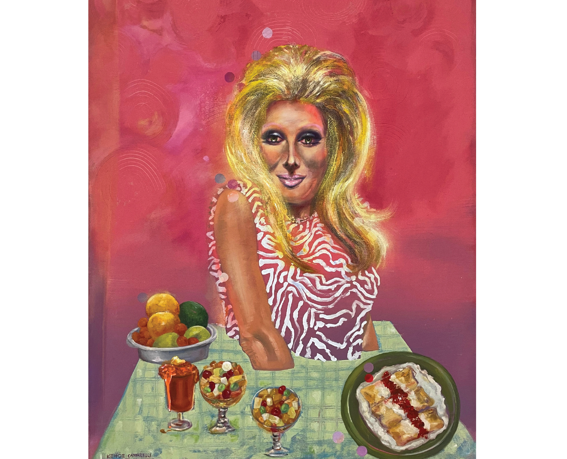 “Mujer que cocina lo que no come” 0,98 mts ancho X 1,30 mts Técnica mixta s/lienzo