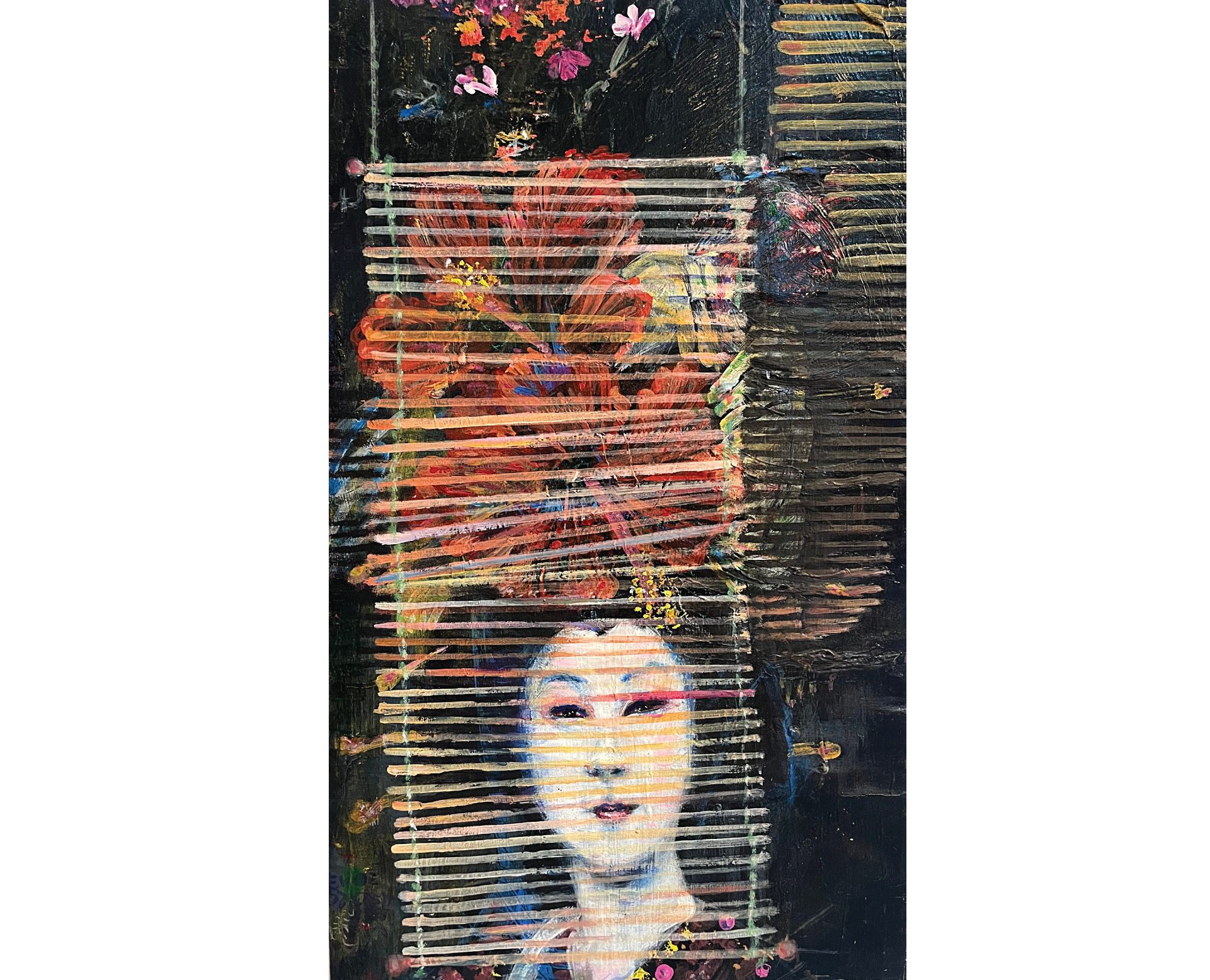 “Miraquetemiro” 40 cms ancho X 65 cms Técnica mixta s/lienzo