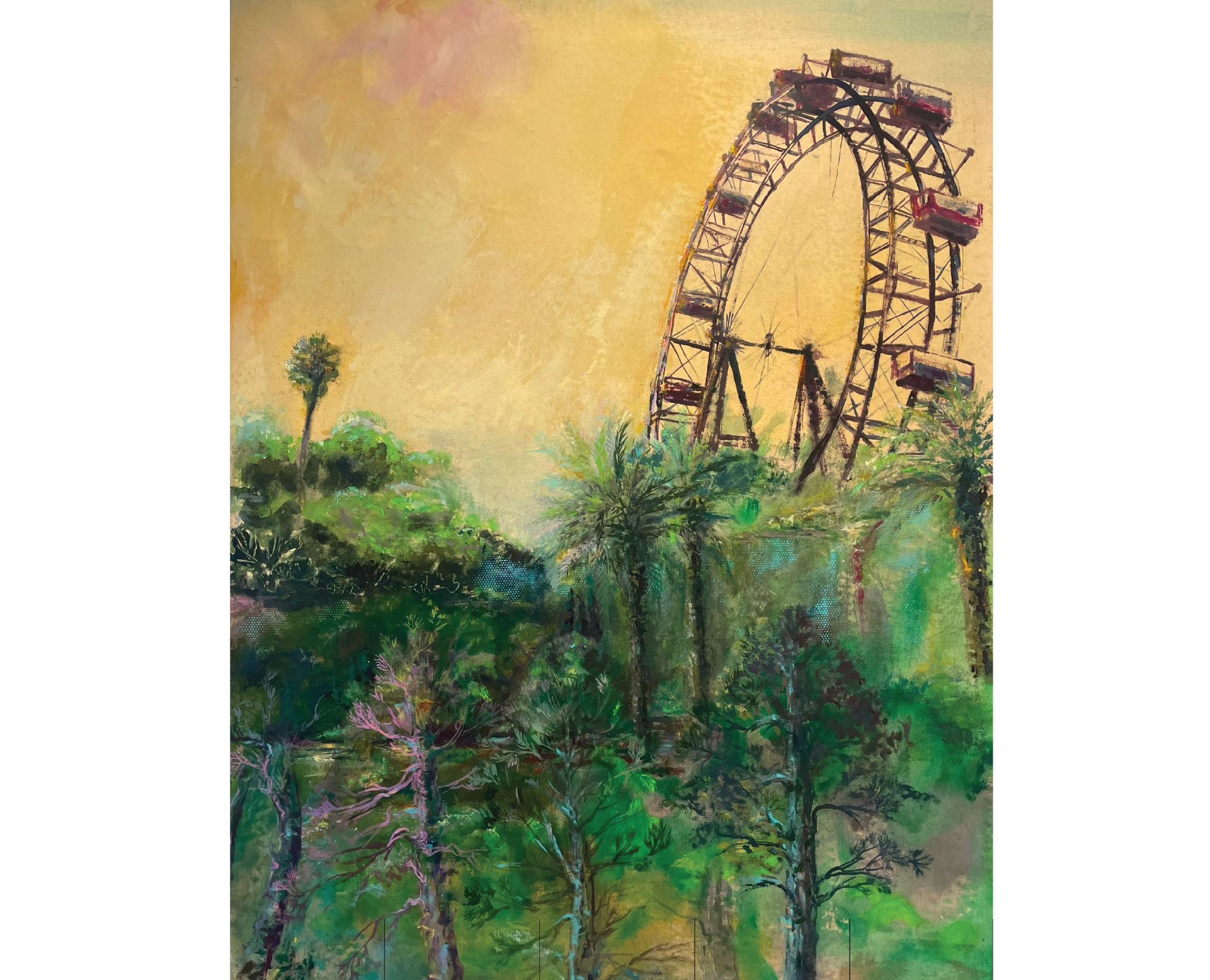 “Atardece para siempre” 1,00 mt ancho X 0,70 mts Técnica mixta s/lienzo