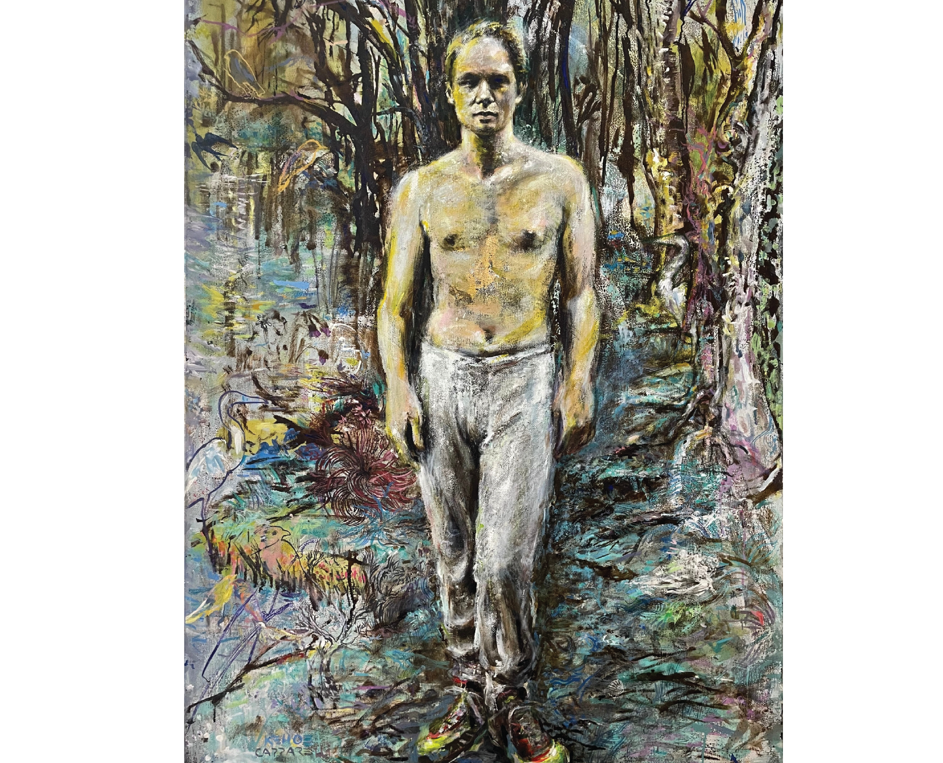 “El hombre del río” 1,20 mts ancho X 1,60 mts Técnica mixta s/lienzo