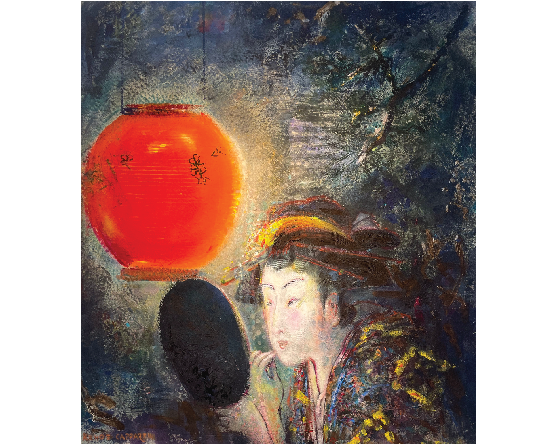 “Preparándose para el encuentro” 1,00 mt ancho X 1,10 mts Técnica mixta s/lienzo